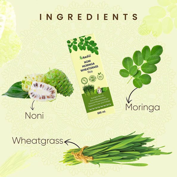benefits Noni Moringa Wheatgrass juice