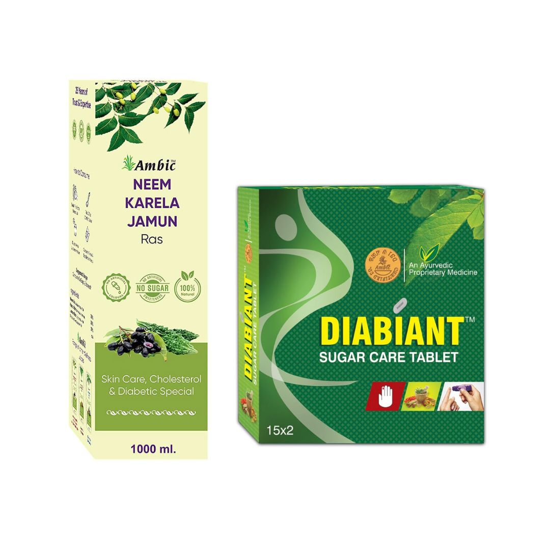 Diabetes Care Kit Neem Karela Juice -500ML + Diabiant Tablet P2